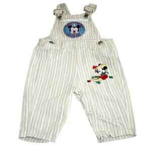 Vintage Disney Baby Mickey Striped Overalls 6–9 M– 100% Cotton 90s Collectible
